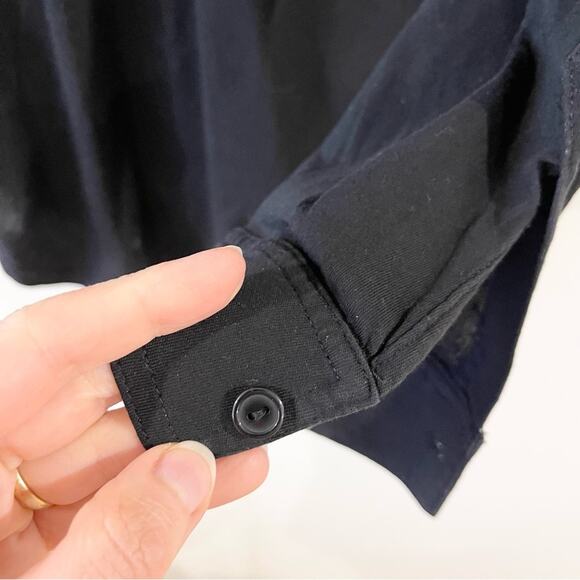 Bobi LA Button Front Collared Tee Long Sleeve Shirt Women size S Black - Picture 5 of 10